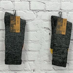 Lamb's Wool Socks Mens Size 10-13 Heatherd Gray 2 Pair Wool Blend Hiking Outdoor